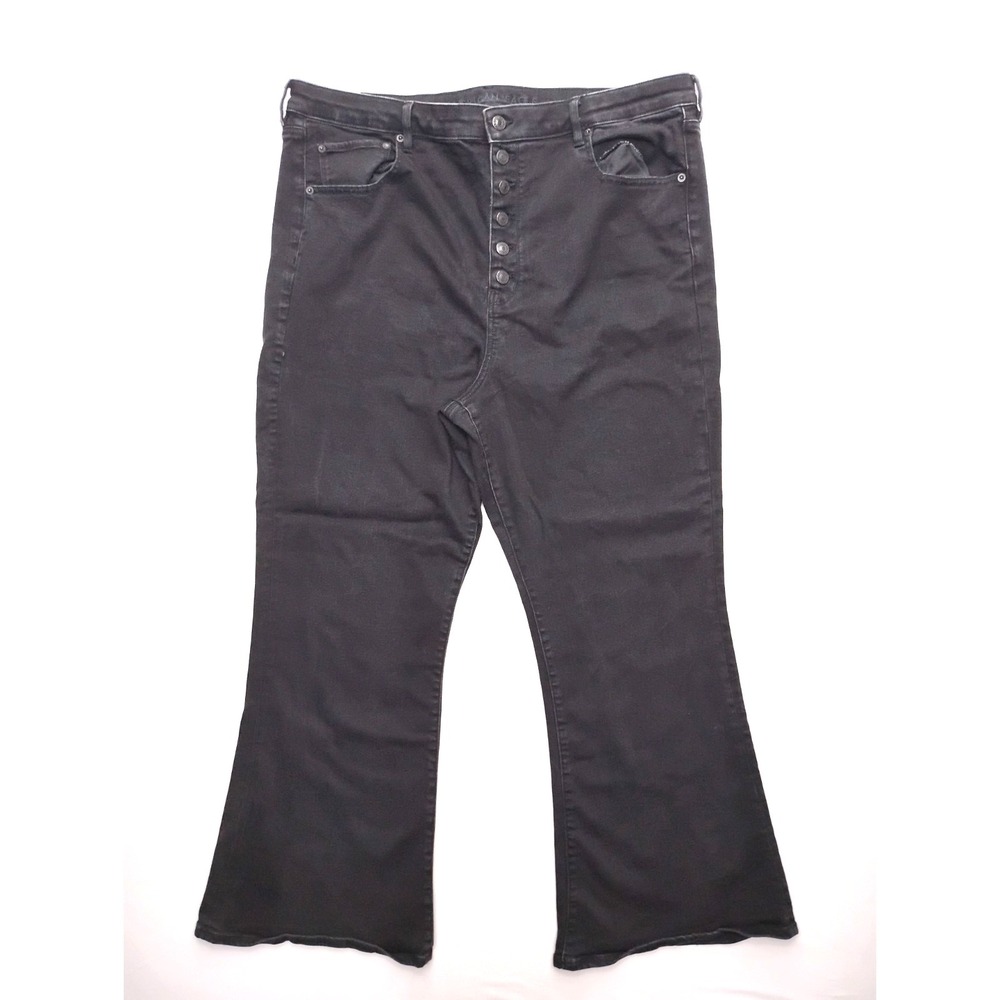 American Eagle Outfitters Highest Rise Flare Jeans Black Size 22 Button FLy
